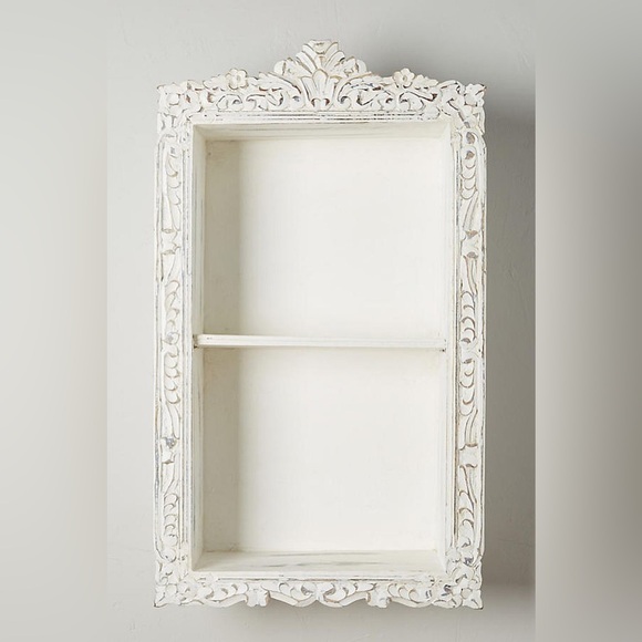 Anthropologie Silver Etched Carved Open Shelf Storage - Picture 2 of 10